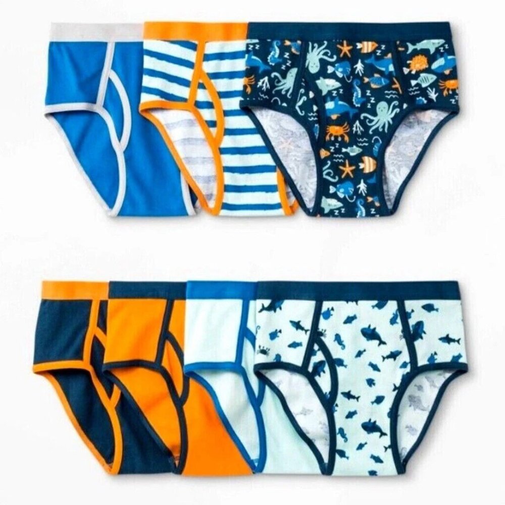 Cat & Jack Boys L(12/14) 7-Pack Underwear Briefs 100% Cotton Sea Ocean Theme NWT